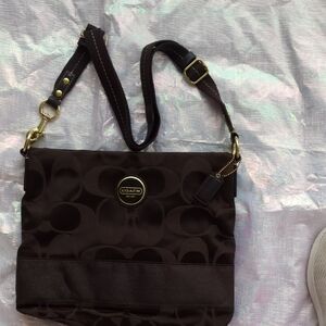Coach Signature  Canvas Crossbody Bag Dark Brown